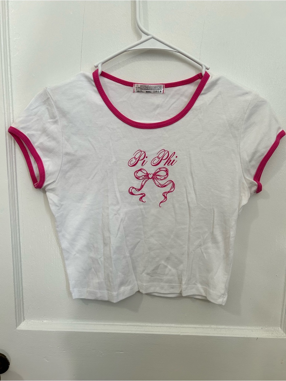 Pi Phi White & Pink Ringer Tee - Girls' Casual Top